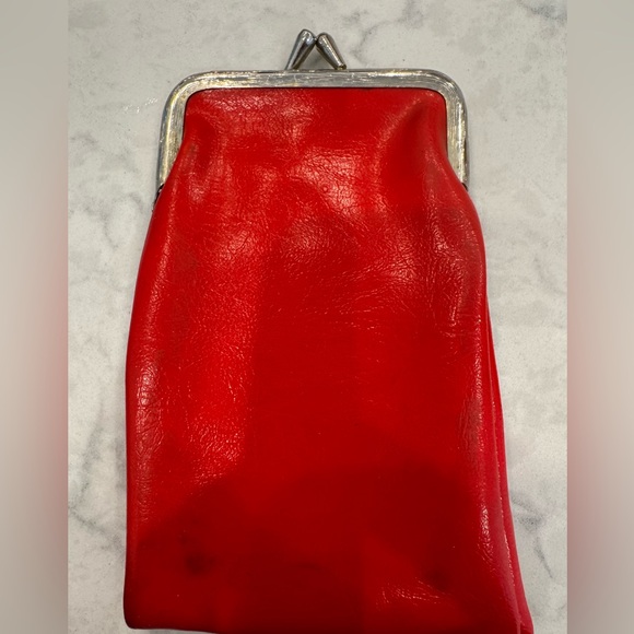 Vintage Double Kiss Lock Coin Purse Red Vinyl Made in Hong Kong 60s 70s - Picture 2 of 9